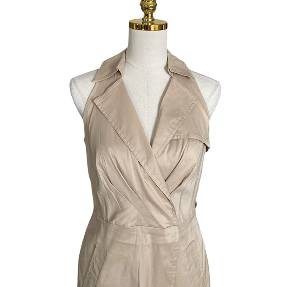 Ann Taylor Women’s Beige Khaki Sheath Sleeveless Collared Fitted Dress Size 4 - Picture 6 of 11